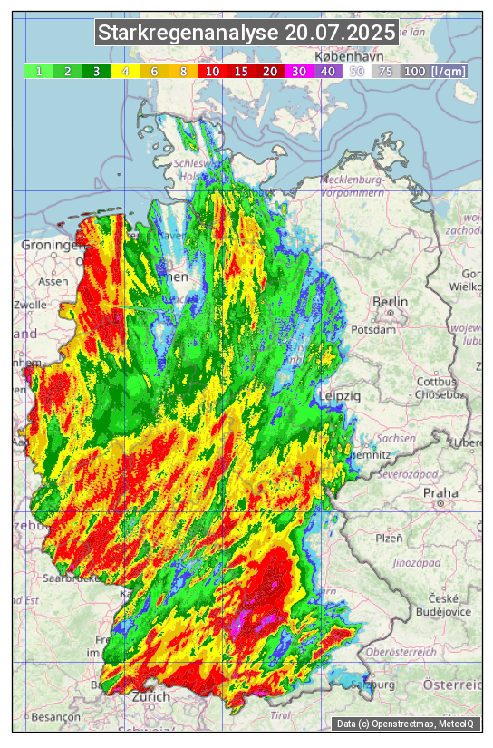 Karte mit Unwetteranalyse