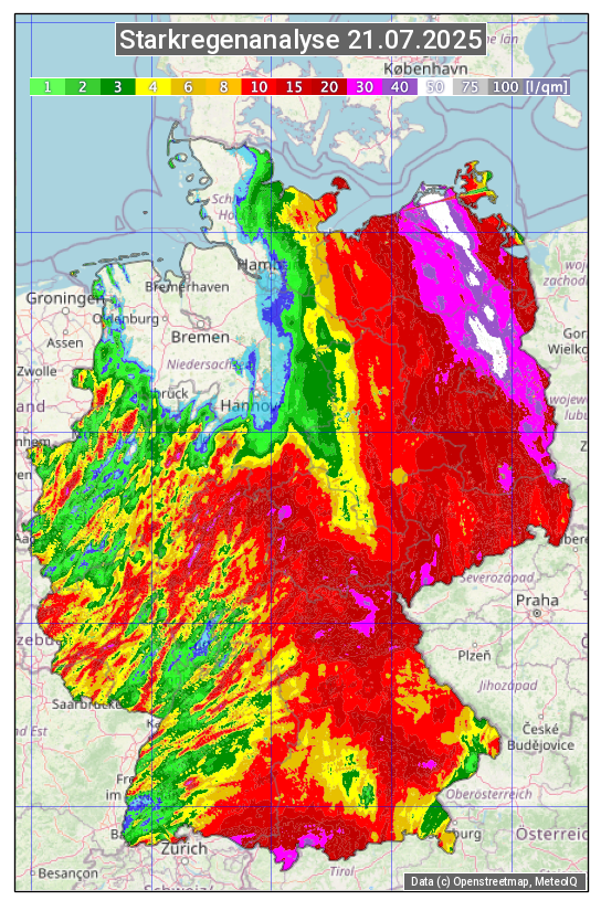 Karte mit Unwetteranalyse