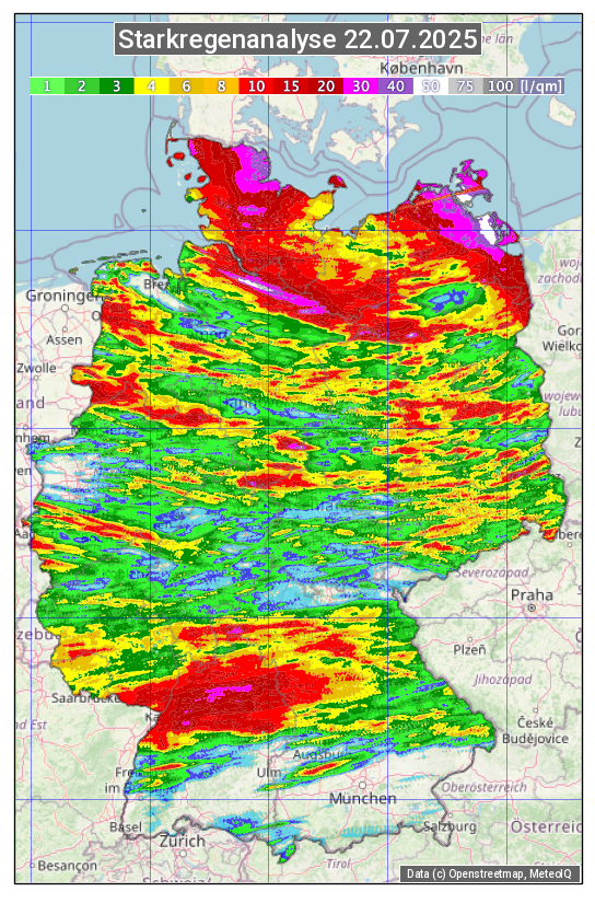 Karte mit Unwetteranalyse
