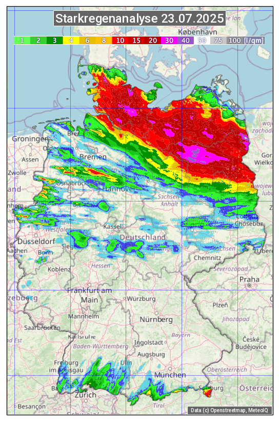 Karte mit Unwetteranalyse