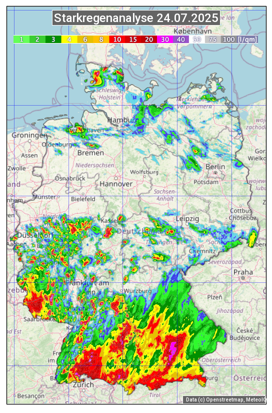Karte mit Unwetteranalyse
