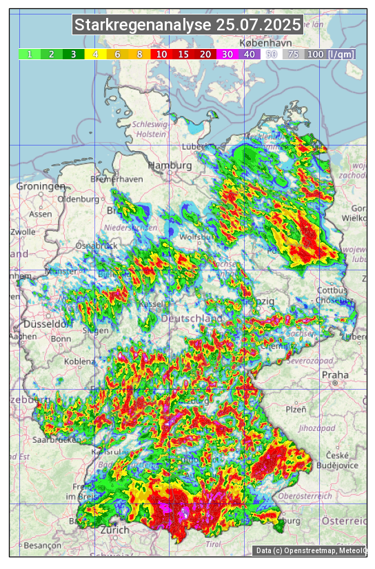 Karte mit Unwetteranalyse