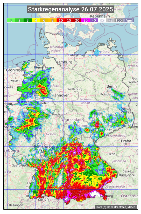 Karte mit Unwetteranalyse