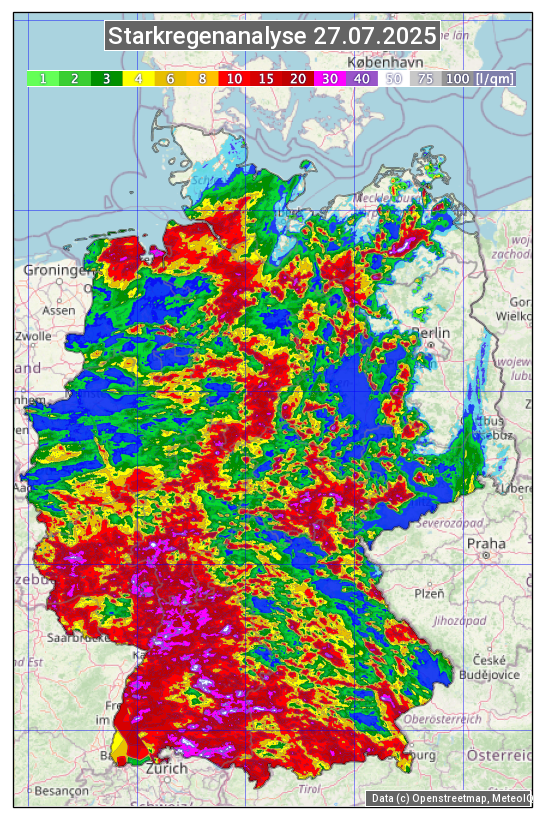 Karte mit Unwetteranalyse