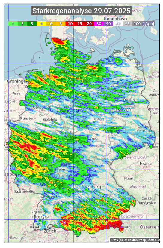 Karte mit Unwetteranalyse