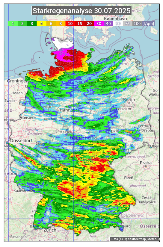 Karte mit Unwetteranalyse
