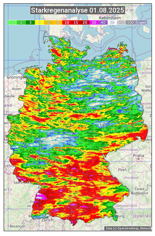 Karte mit Unwetteranalyse