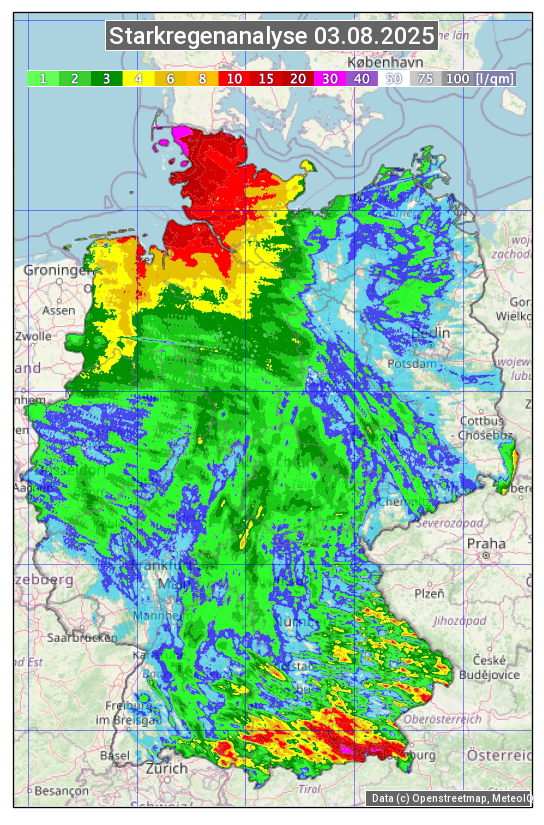 Karte mit Unwetteranalyse