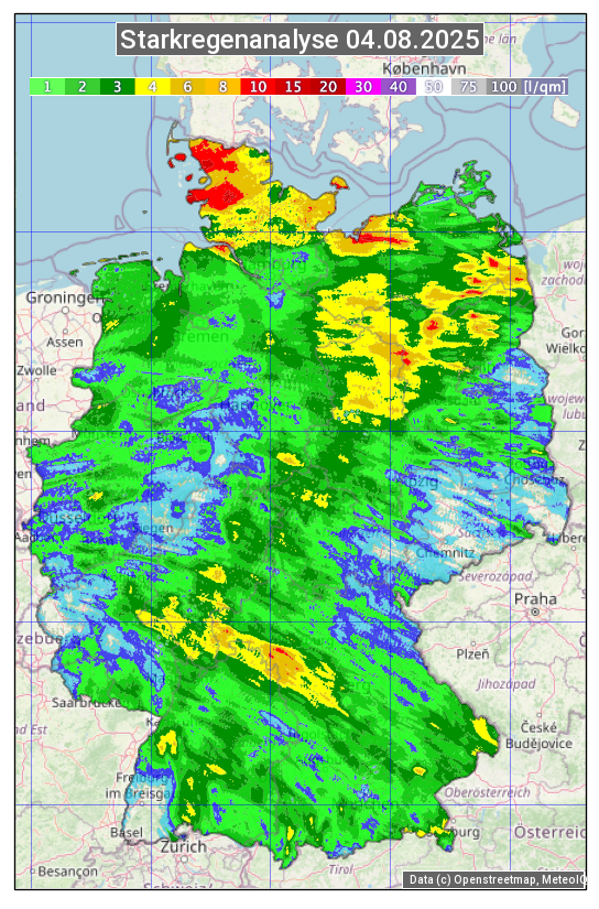 Karte mit Unwetteranalyse