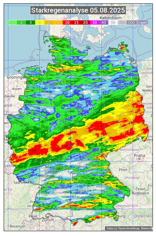 Karte mit Unwetteranalyse
