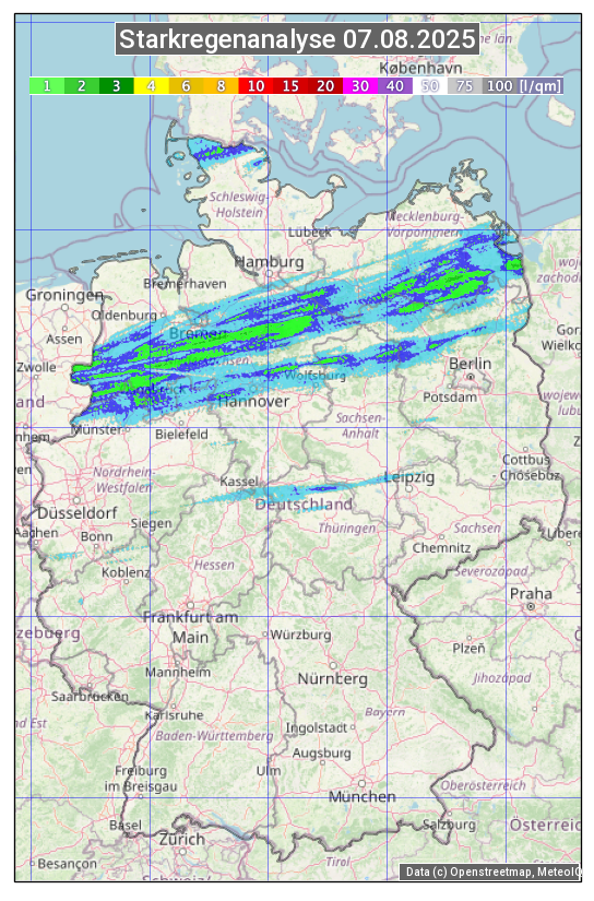 Karte mit Unwetteranalyse