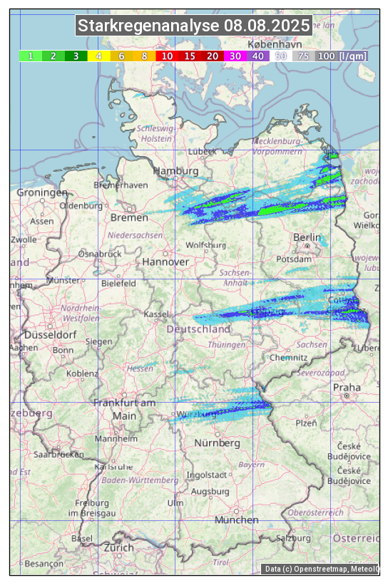 Karte mit Unwetteranalyse
