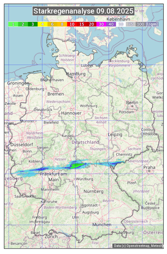 Karte mit Unwetteranalyse