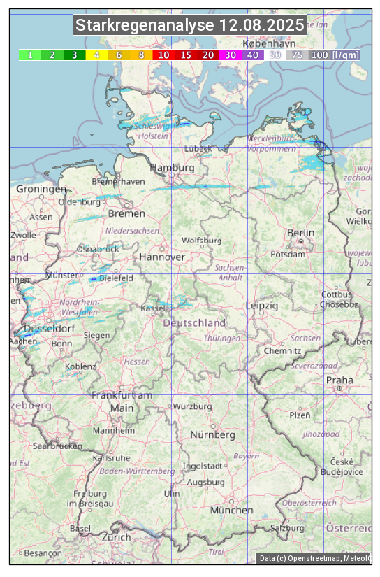 Karte mit Unwetteranalyse