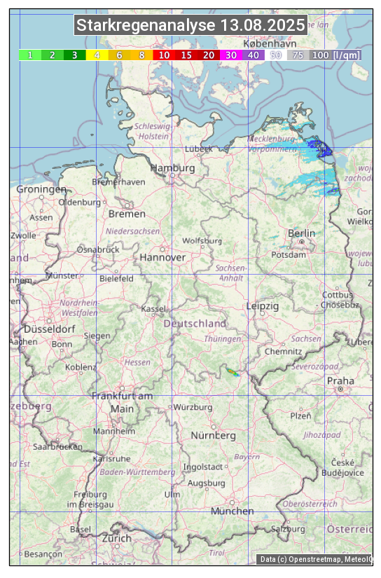 Karte mit Unwetteranalyse