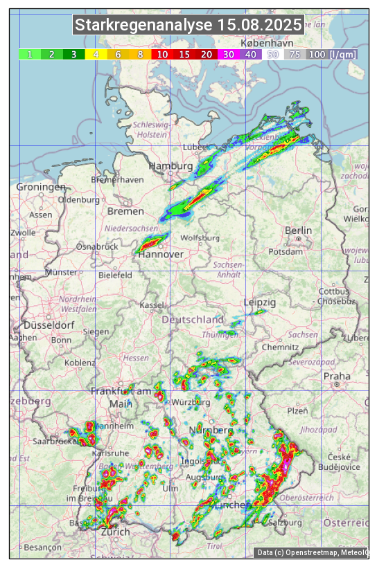 Karte mit Unwetteranalyse