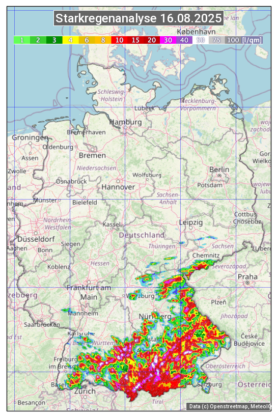 Karte mit Unwetteranalyse