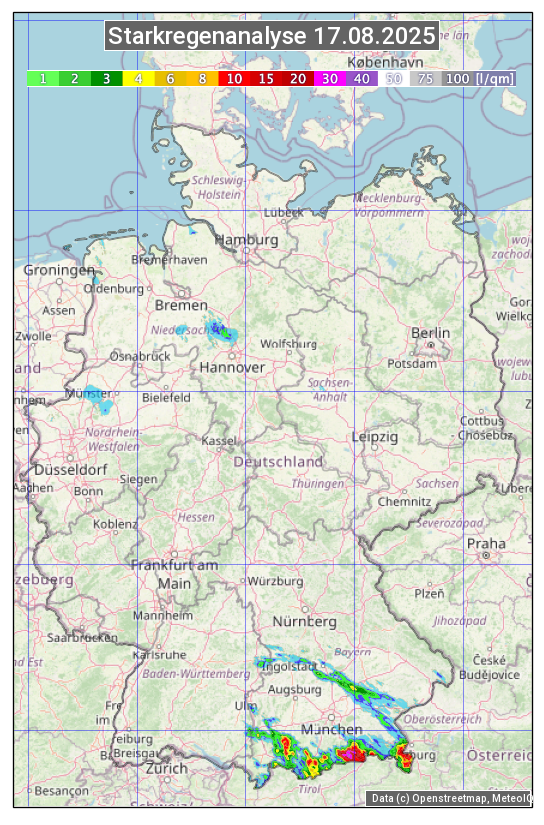 Karte mit Unwetteranalyse
