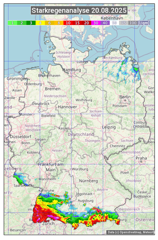 Karte mit Unwetteranalyse