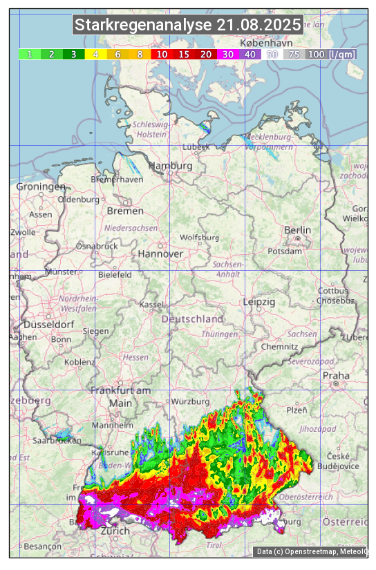 Karte mit Unwetteranalyse