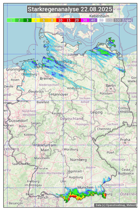 Karte mit Unwetteranalyse