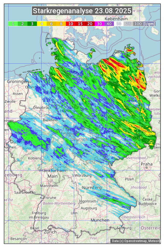 Karte mit Unwetteranalyse