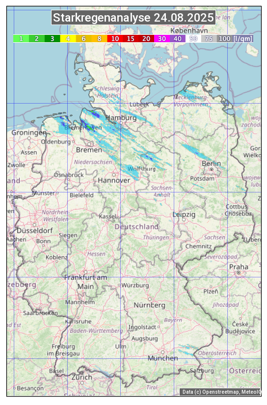 Karte mit Unwetteranalyse