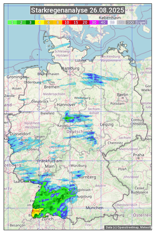 Karte mit Unwetteranalyse
