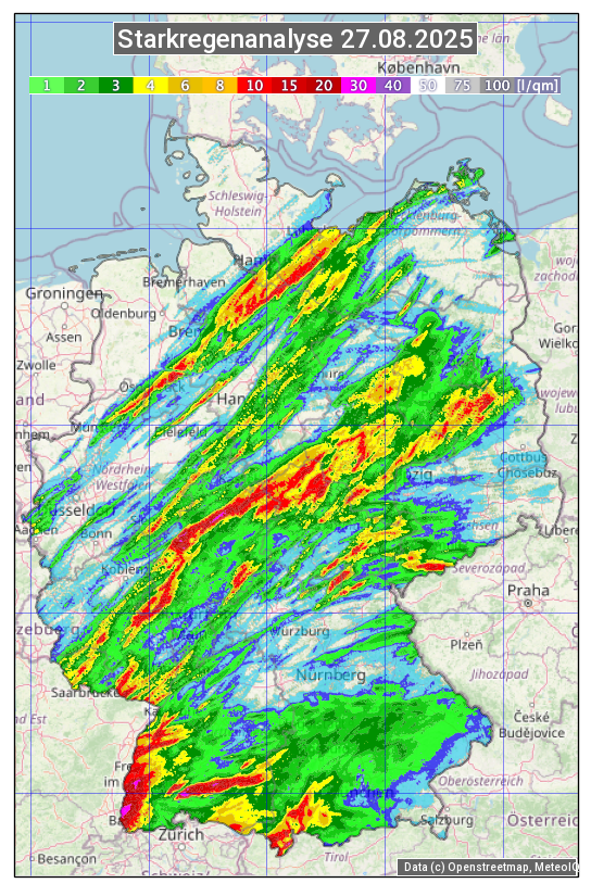 Karte mit Unwetteranalyse