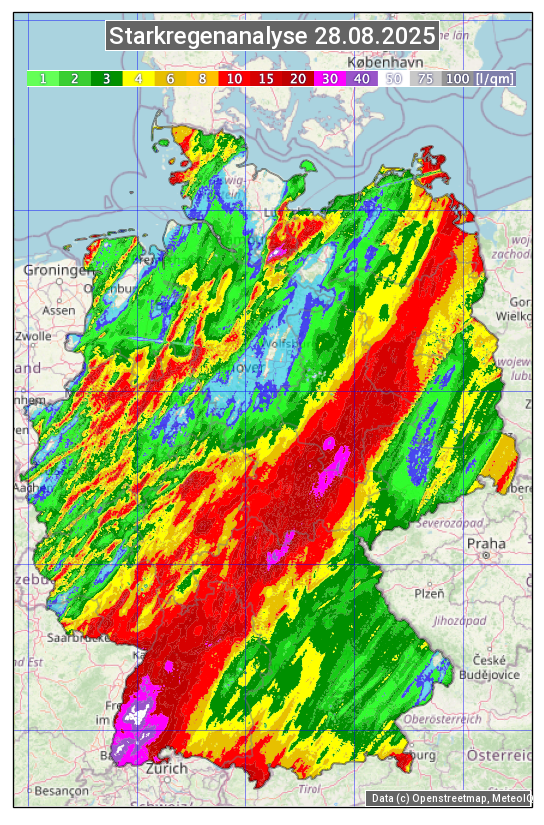 Karte mit Unwetteranalyse
