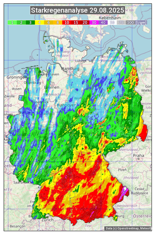Karte mit Unwetteranalyse