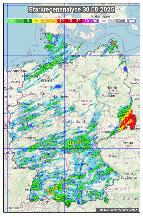 Karte mit Unwetteranalyse