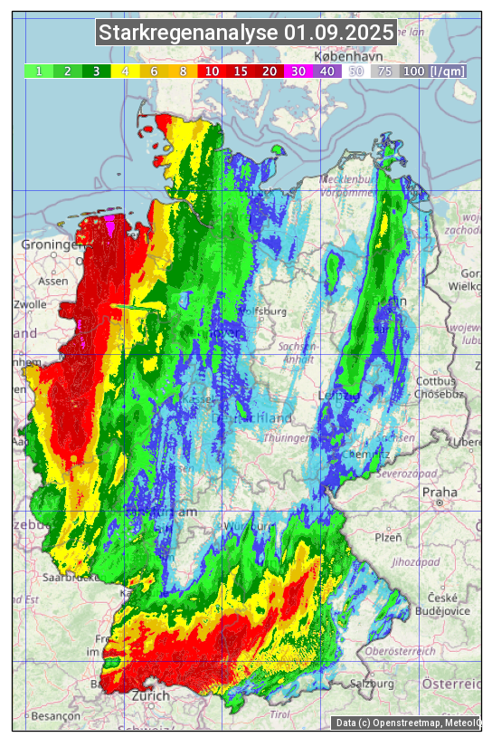 Karte mit Unwetteranalyse