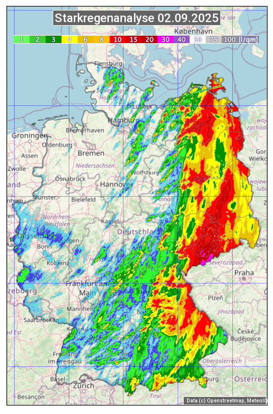 Karte mit Unwetteranalyse