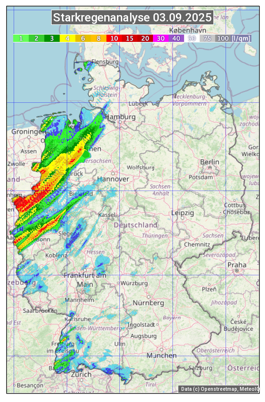 Karte mit Unwetteranalyse