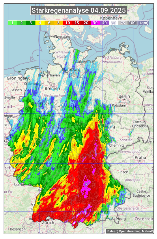 Karte mit Unwetteranalyse