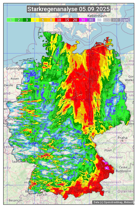 Karte mit Unwetteranalyse
