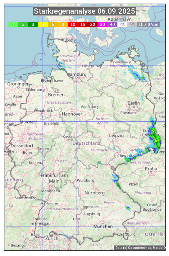 Karte mit Unwetteranalyse