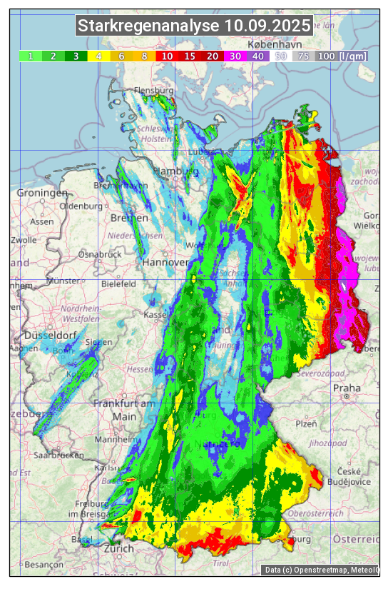 Karte mit Unwetteranalyse