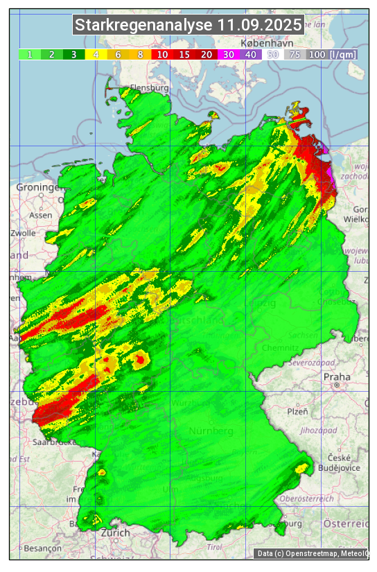 Karte mit Unwetteranalyse