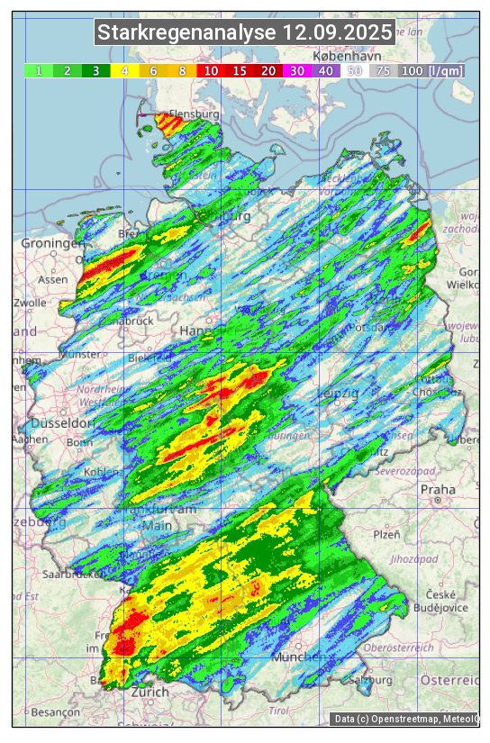 Karte mit Unwetteranalyse
