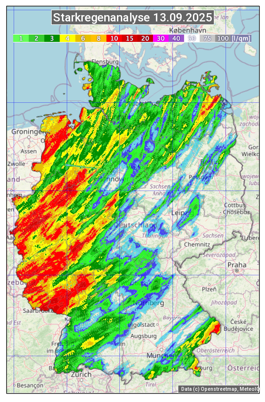 Karte mit Unwetteranalyse