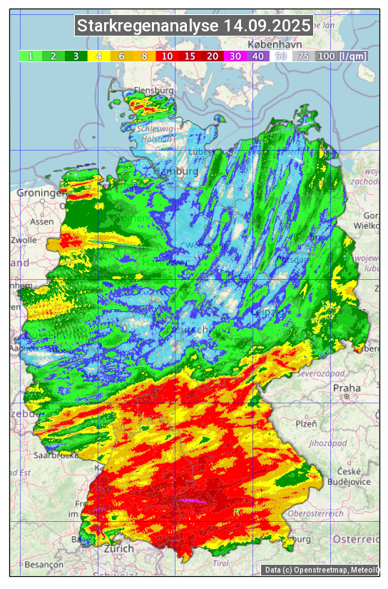 Karte mit Unwetteranalyse