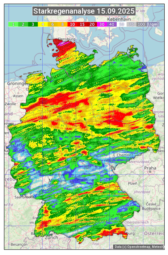 Karte mit Unwetteranalyse