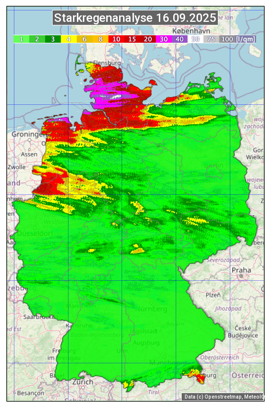 Karte mit Unwetteranalyse