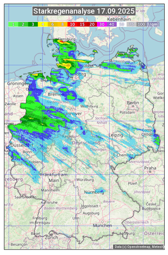 Karte mit Unwetteranalyse