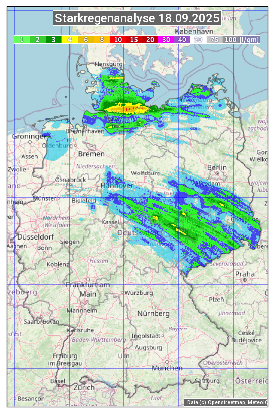 Karte mit Unwetteranalyse