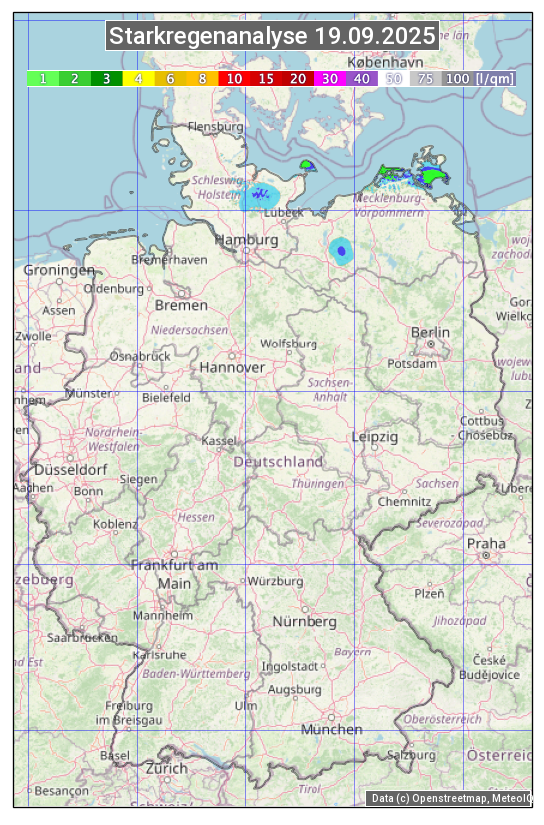 Karte mit Unwetteranalyse