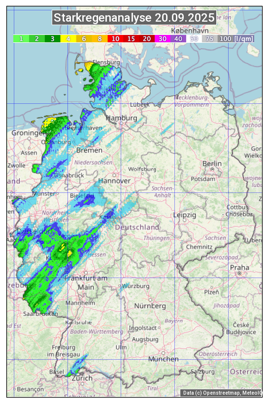Karte mit Unwetteranalyse