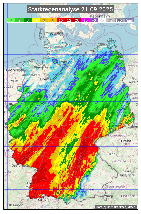 Karte mit Unwetteranalyse